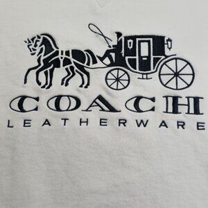 Coach Womens Logo Sweatshirt XS Soft Cotton Beige & Black